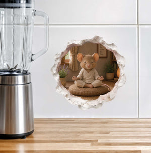 Meditating Yoga Mouse Hole Decal