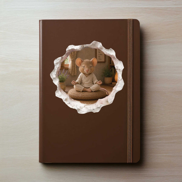 Meditating Yoga Mouse Hole Decal