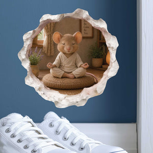 Meditating Yoga Mouse Hole Decal