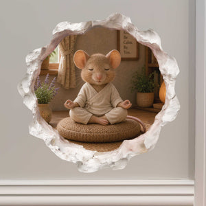 Meditating Yoga Mouse Hole Decal