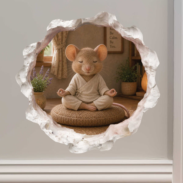 Meditating Yoga Mouse Hole Decal