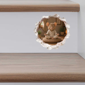 Meditating Yoga Mouse Hole Decal