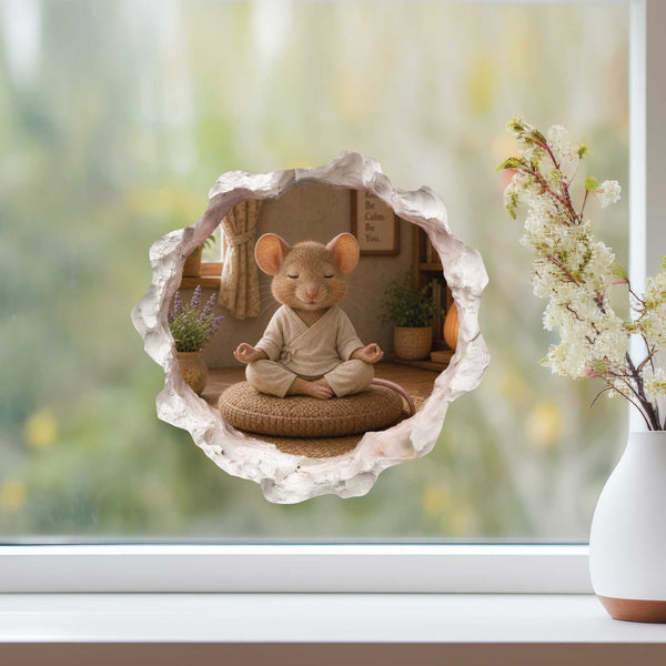 Meditating Yoga Mouse Hole Decal