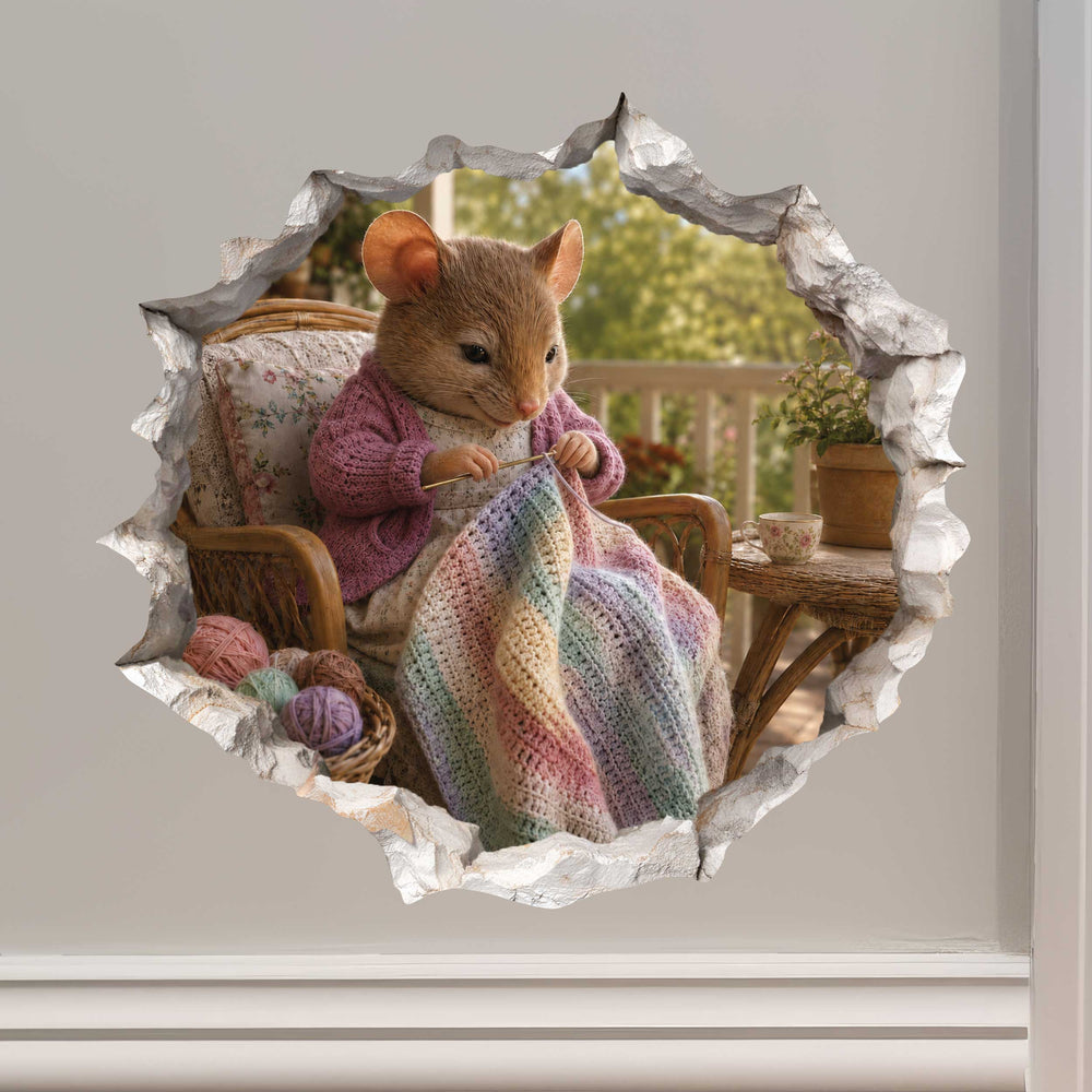 Crochet Mouse Hole Decal
