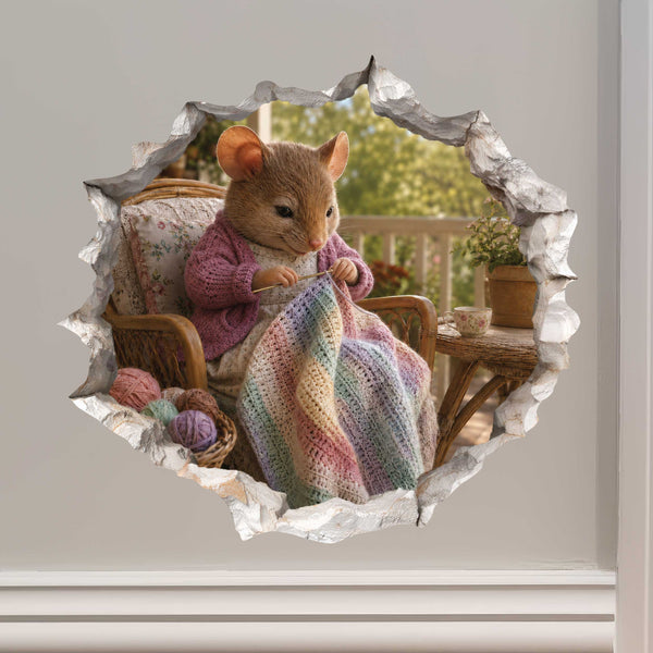 Crochet Mouse Hole Decal