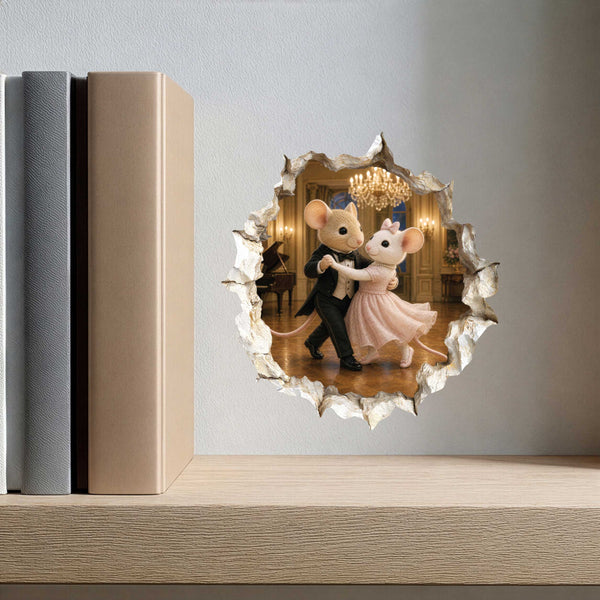 Ballroom Dancers Dancing Couple Mouse Hole Decal