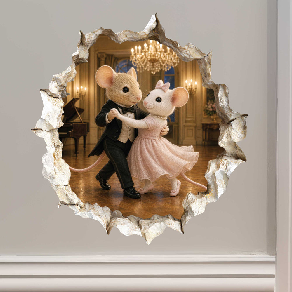 Ballroom Dancers Dancing Couple Mouse Hole Decal