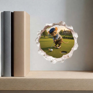 Golfing Golfer Mouse Hole Decal