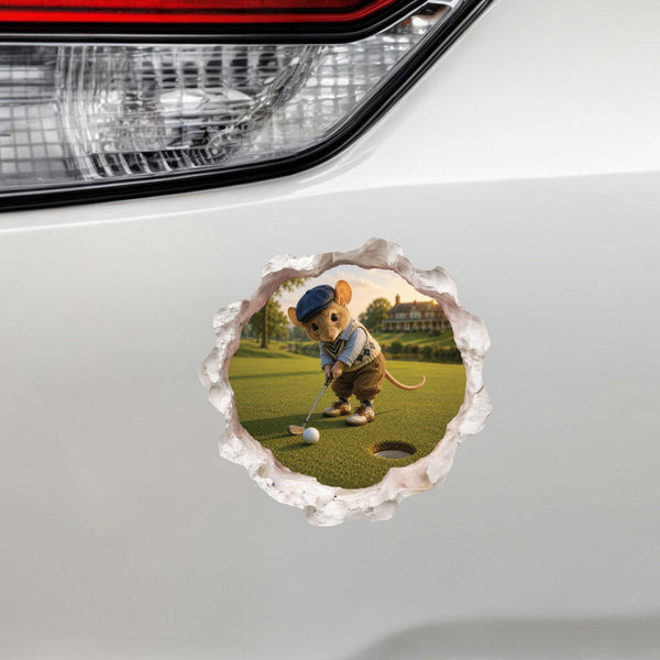 Golfing Golfer Mouse Hole Decal