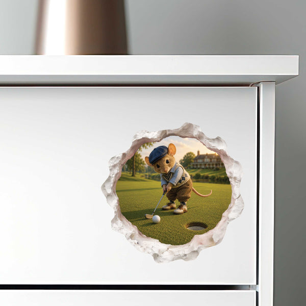 Golfing Golfer Mouse Hole Decal