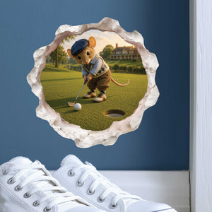 Golfing Golfer Mouse Hole Decal