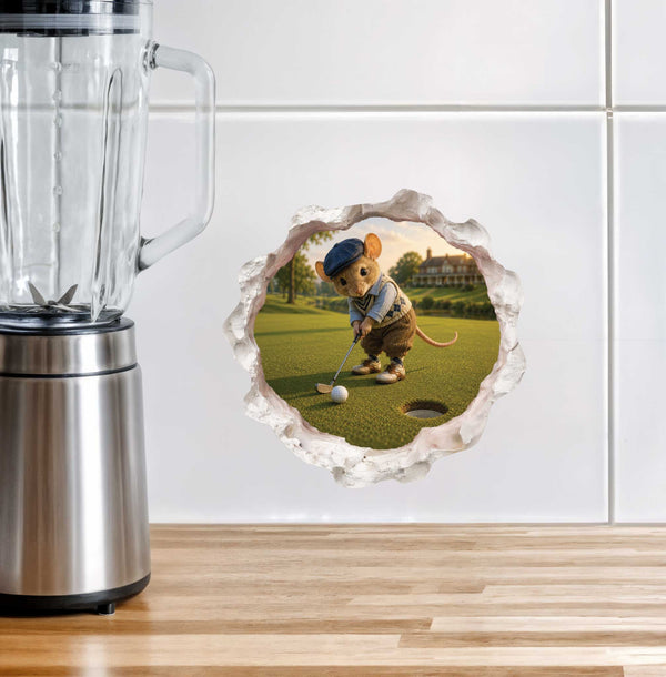 Golfing Golfer Mouse Hole Decal