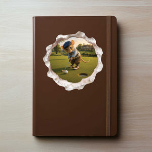 Golfing Golfer Mouse Hole Decal
