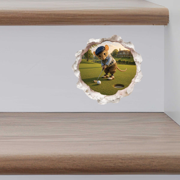 Golfing Golfer Mouse Hole Decal