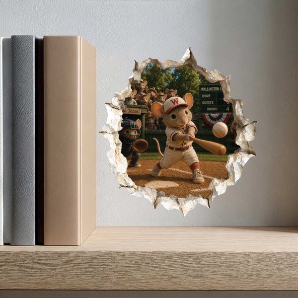 Baseball Mouse Hole Decal