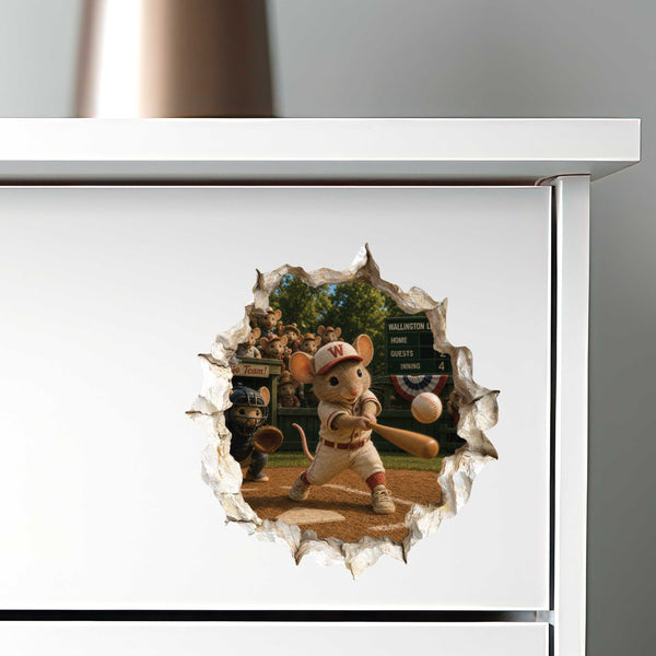 Baseball Mouse Hole Decal