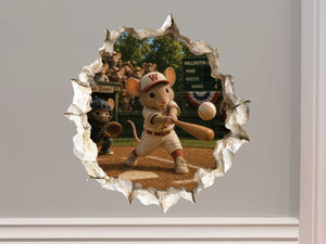 Baseball Mouse Hole Decal