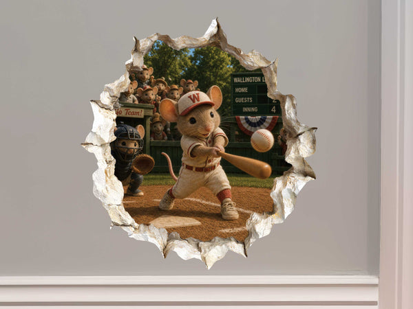 Baseball Mouse Hole Decal