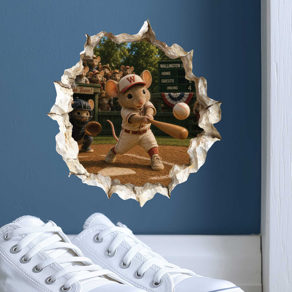 Baseball Mouse Hole Decal