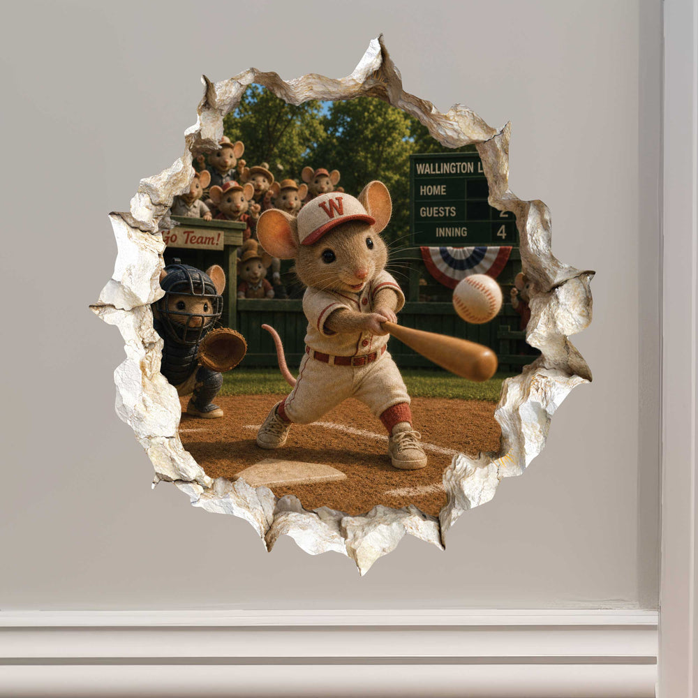 Baseball Mouse Hole Decal