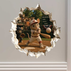 Baseball Mouse Hole Decal