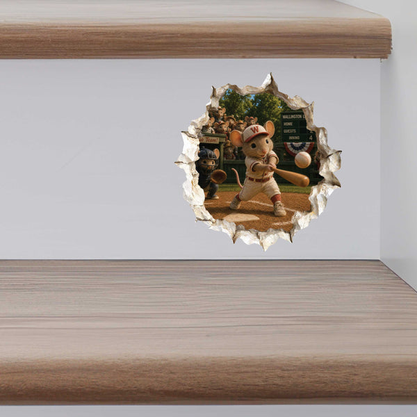 Baseball Mouse Hole Decal