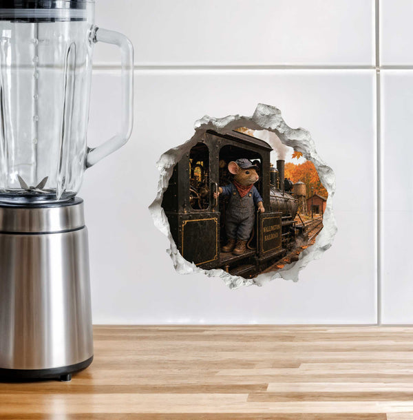 Train Engineer Mouse Hole Decal