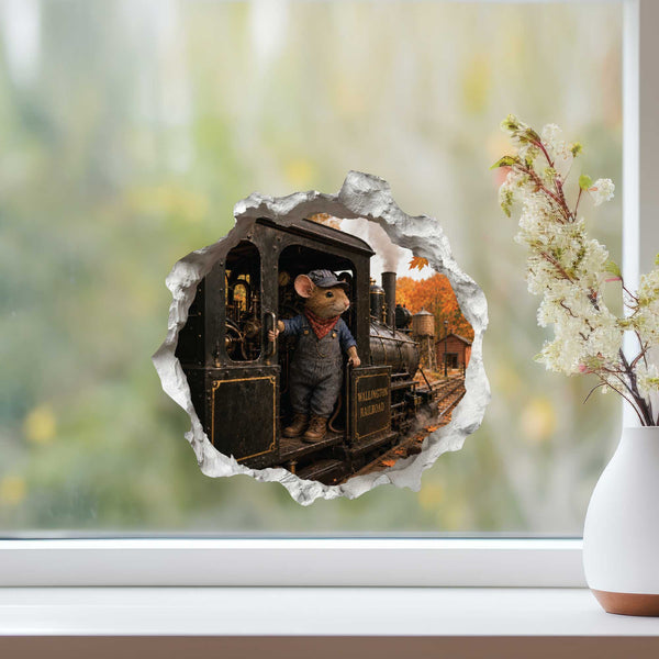 Train Engineer Mouse Hole Decal