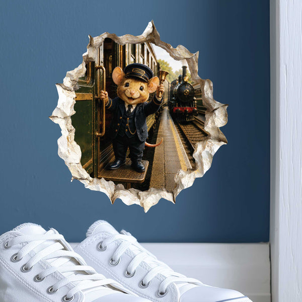 Train Conductor Mouse Hole Decal