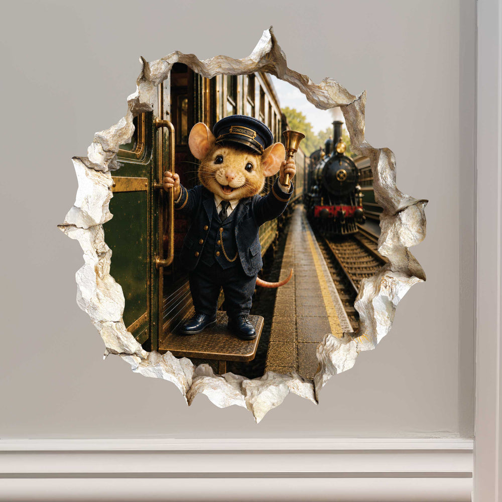 Train Conductor Mouse Hole Decal