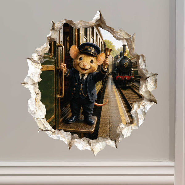 Train Conductor Mouse Hole Decal