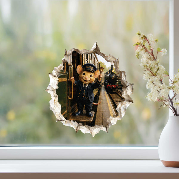 Train Conductor Mouse Hole Decal