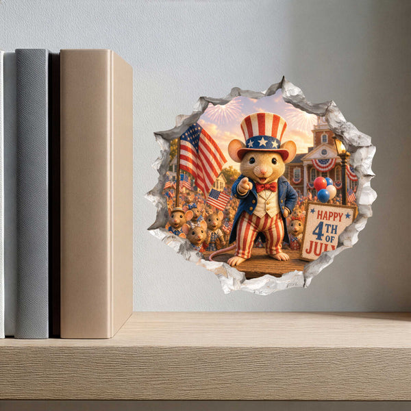 Uncle Sam Fourth of July Independence Day Mouse Hole Decal