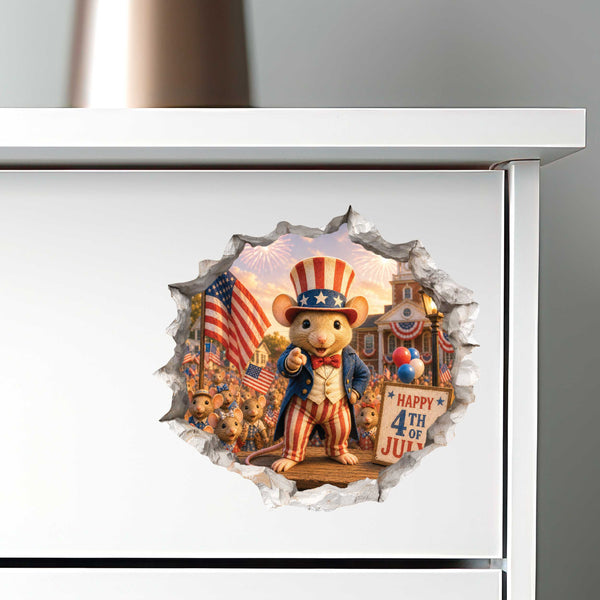 Uncle Sam Fourth of July Independence Day Mouse Hole Decal