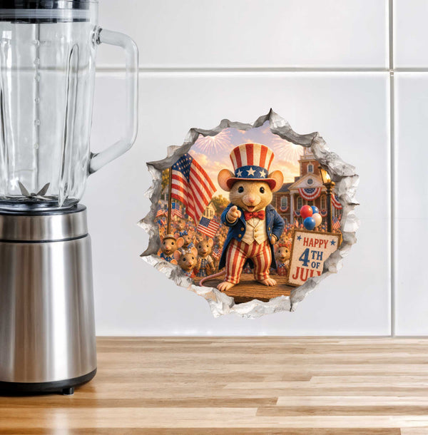 Uncle Sam Fourth of July Independence Day Mouse Hole Decal