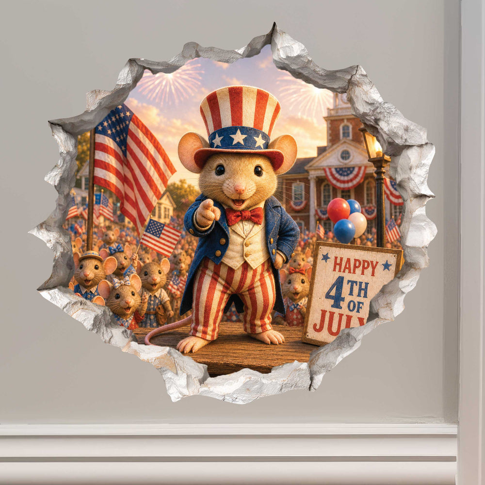 Uncle Sam Fourth of July Independence Day Mouse Hole Decal