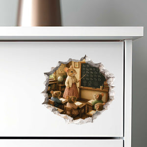 Female Teacher Mouse Hole Decal
