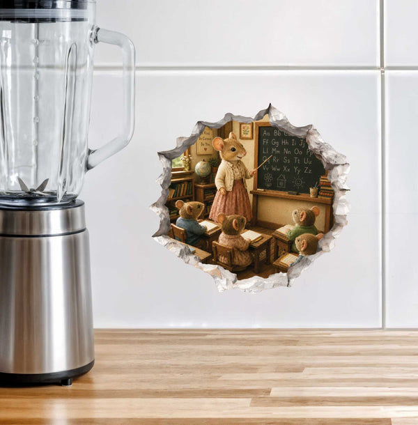 Female Teacher Mouse Hole Decal