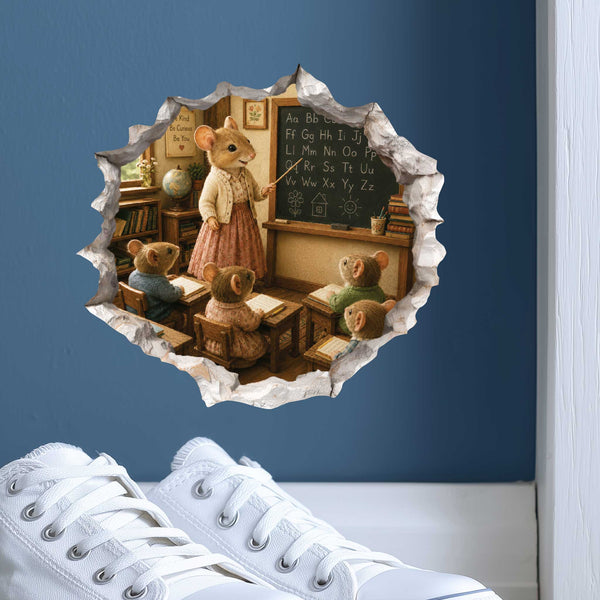 Female Teacher Mouse Hole Decal