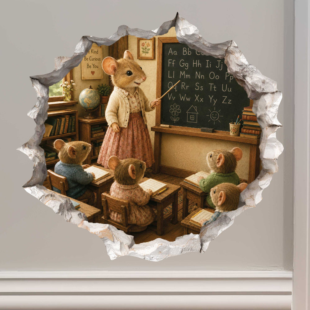 Female Teacher Mouse Hole Decal