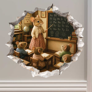 Female Teacher Mouse Hole Decal