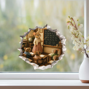Female Teacher Mouse Hole Decal