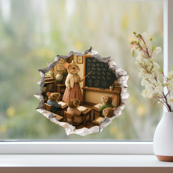 Female Teacher Mouse Hole Decal