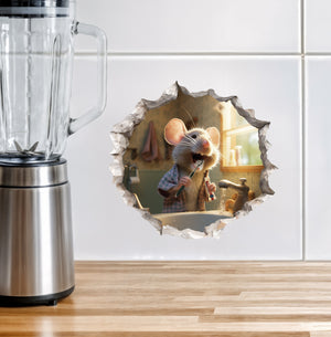 Teeth Brushing Bathroom Mouse Hole Decal