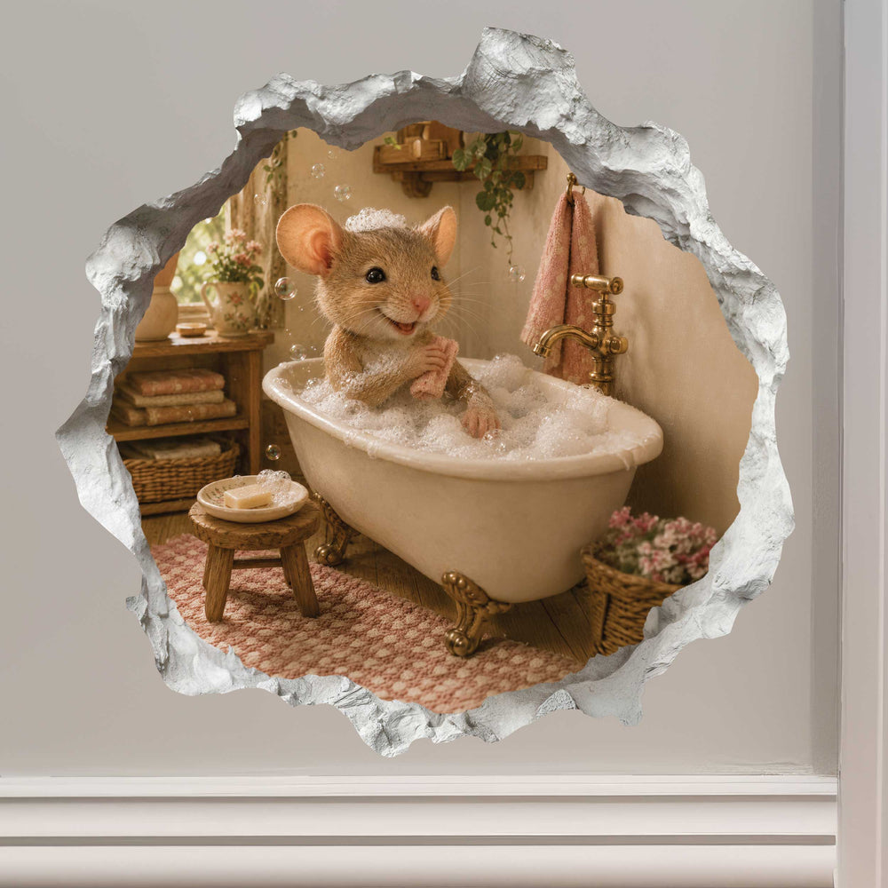 Bubble Bath Mouse Hole Decal
