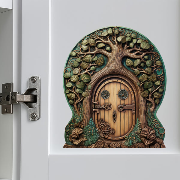Forest Tree Fairy Door decal on cabinet