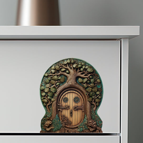 Forest Tree Fairy Door decal on dresser