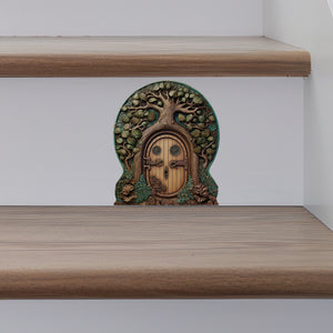 Forest Tree Fairy Door decal on stairs