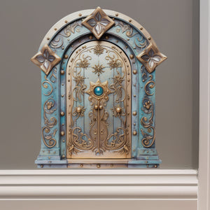 Golden Stars Magical Fantasy Fairy Door decal on wall