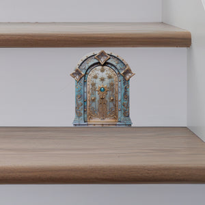 Golden Stars Magical Fantasy Fairy Door decal on stairs